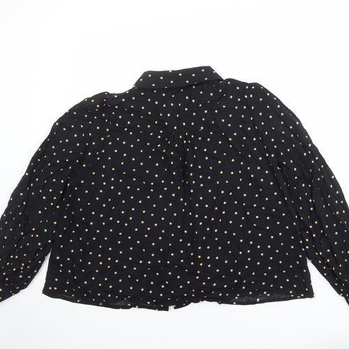 Nobody's Child Womens Black Polka Dot Viscose Basic Button-Up Size 14 Collared