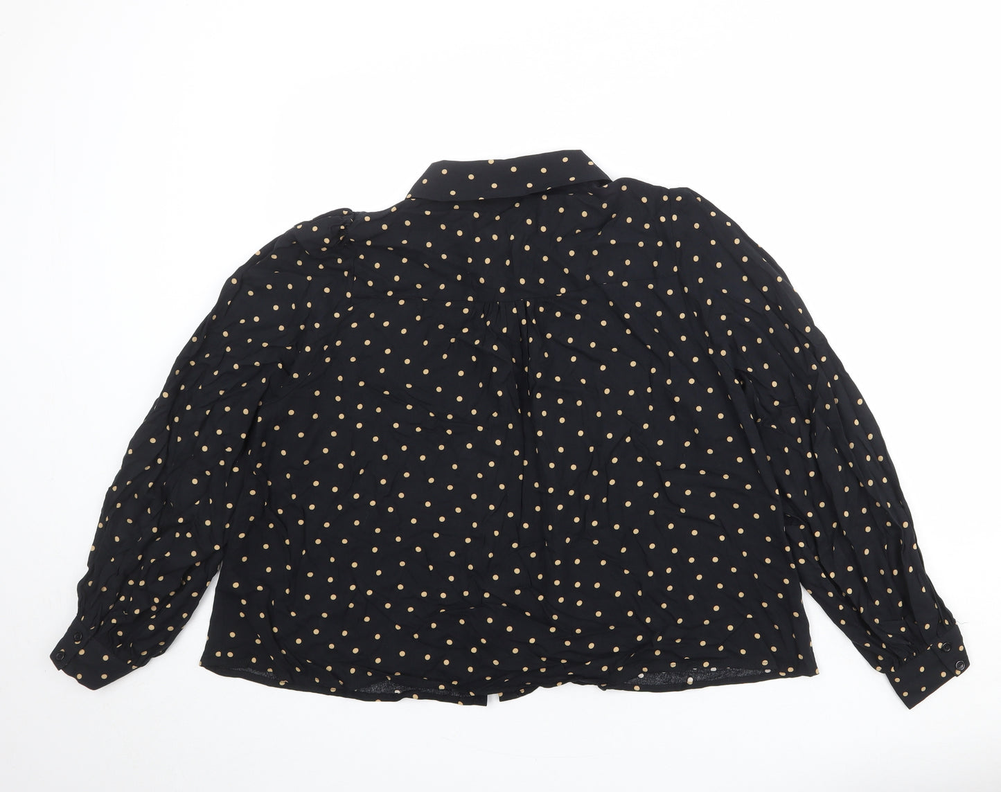 Nobody's Child Womens Black Polka Dot Viscose Basic Button-Up Size 14 Collared