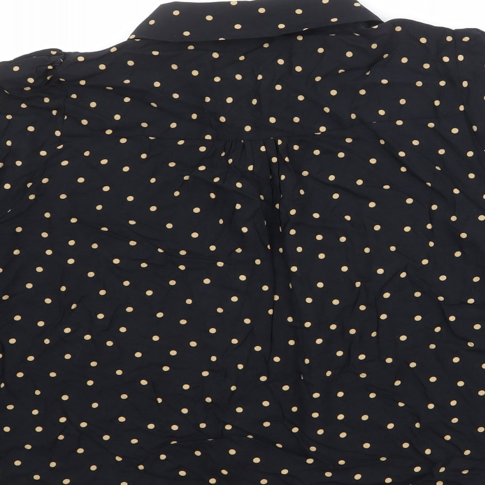 Nobody's Child Womens Black Polka Dot Viscose Basic Button-Up Size 14 Collared