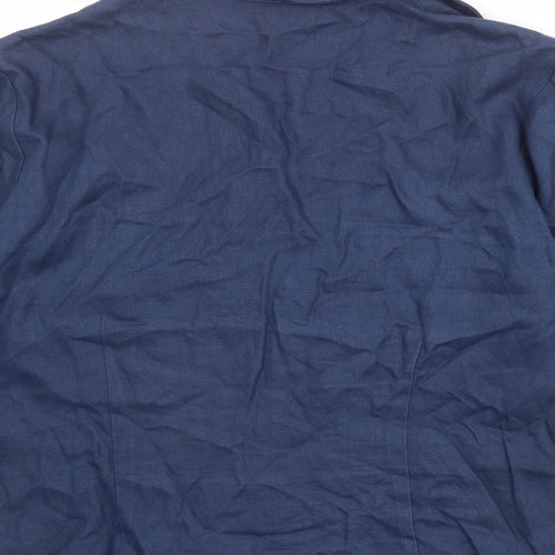 Tina Taylor Womens Blue Linen Basic Button-Up Size 14 Collared