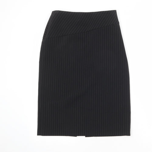 For Women Womens Black Striped Polyester Straight & Pencil Skirt Size 10 Zip