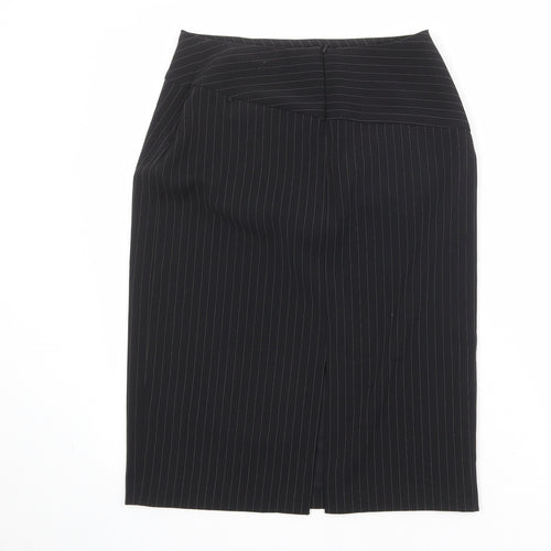 For Women Womens Black Striped Polyester Straight & Pencil Skirt Size 10 Zip