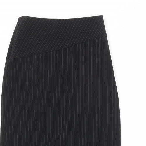 For Women Womens Black Striped Polyester Straight & Pencil Skirt Size 10 Zip