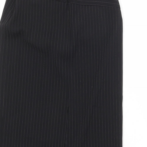 For Women Womens Black Striped Polyester Straight & Pencil Skirt Size 10 Zip