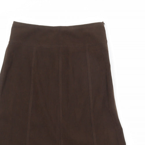 New Look Womens Brown Polyester Swing Skirt Size 8 Zip