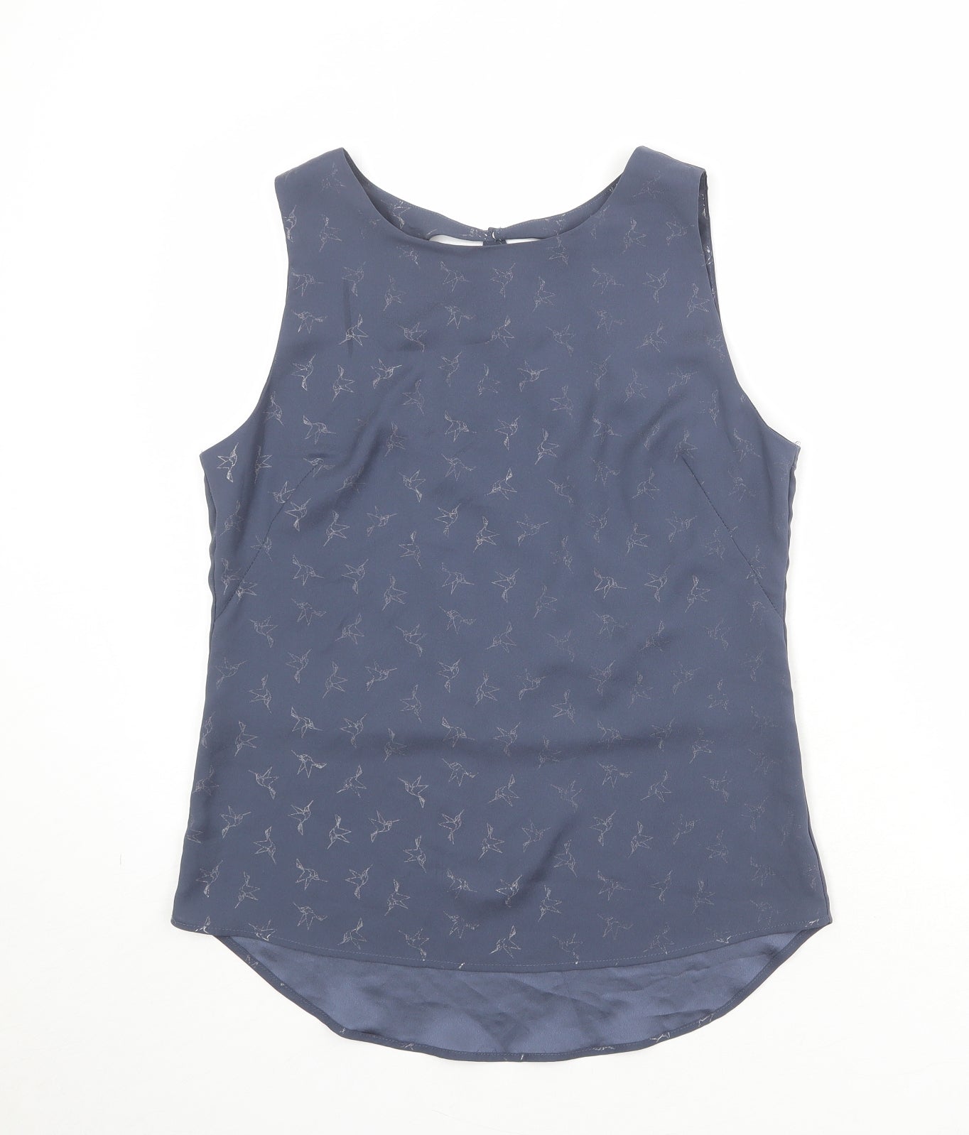 Dannii Minogue Womens Blue Geometric Polyester Camisole Blouse Size 12 Round Neck - Bird Pattern