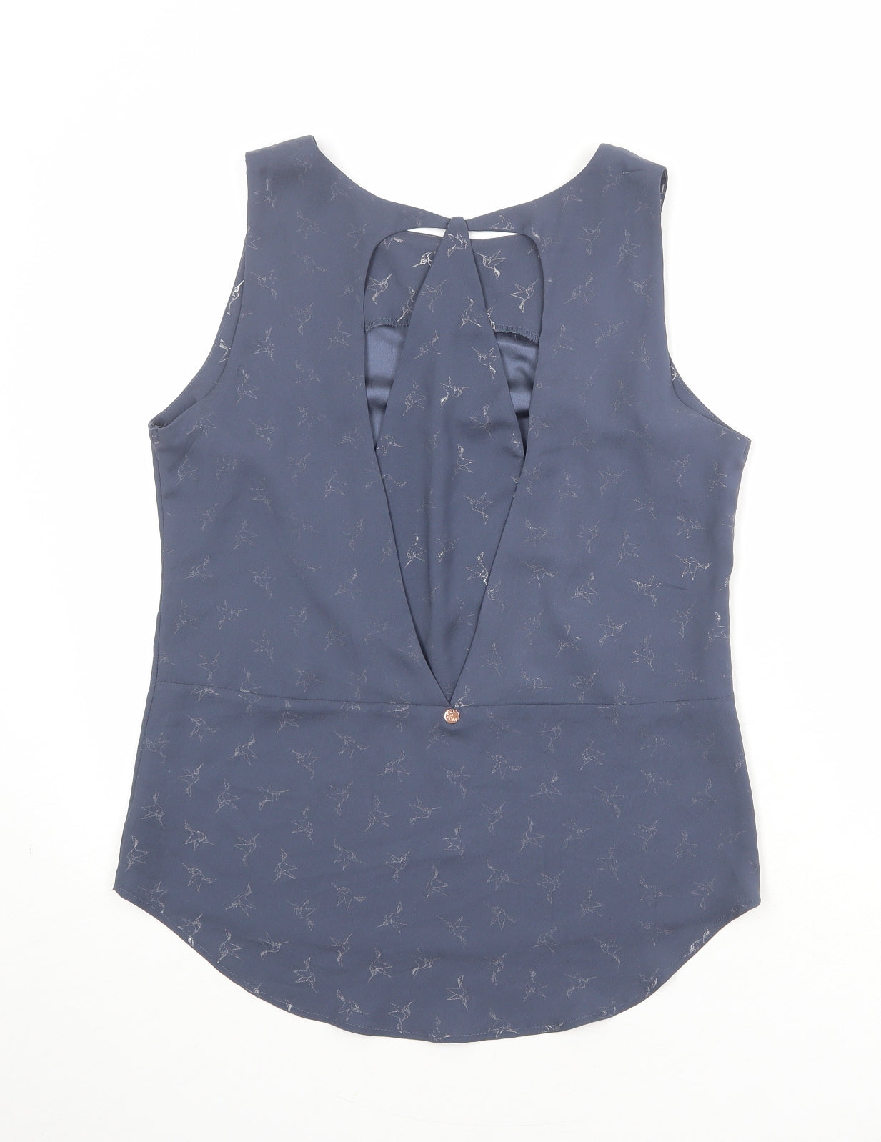 Dannii Minogue Womens Blue Geometric Polyester Camisole Blouse Size 12 Round Neck - Bird Pattern