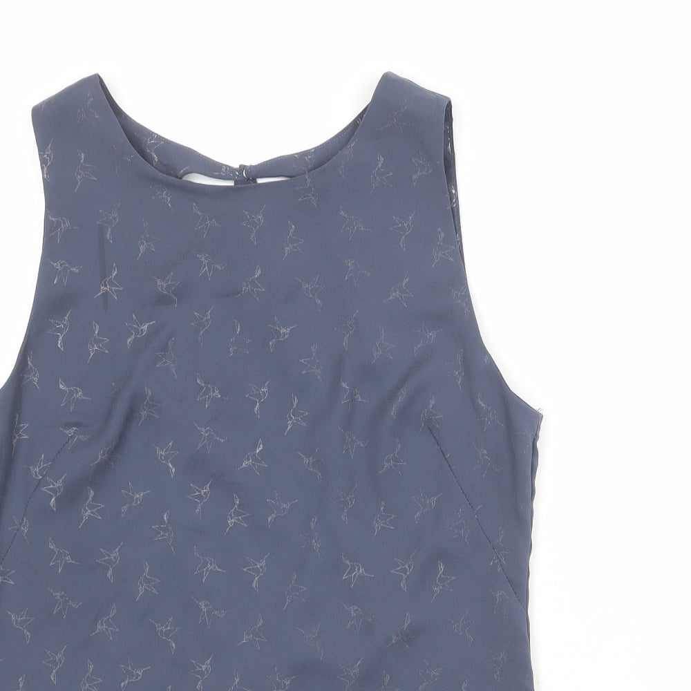 Dannii Minogue Womens Blue Geometric Polyester Camisole Blouse Size 12 Round Neck - Bird Pattern