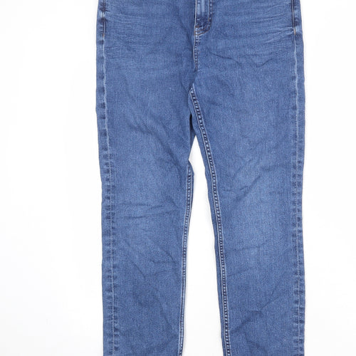 Marks and Spencer Womens Blue Cotton Skinny Jeans Size 12 Regular Zip