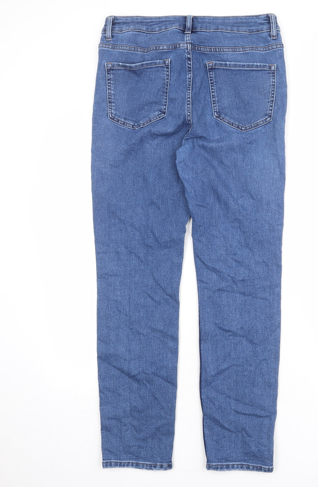 Marks and Spencer Womens Blue Cotton Skinny Jeans Size 12 Regular Zip