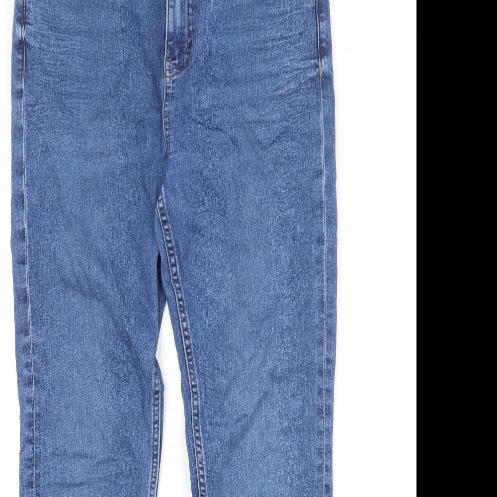 Marks and Spencer Womens Blue Cotton Skinny Jeans Size 12 Regular Zip