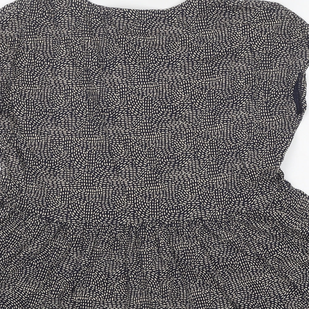 NEXT Womens Beige Geometric Cotton Basic Button-Up Size 6 V-Neck