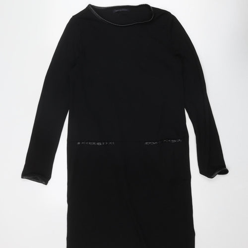Marks and Spencer Womens Black Viscose A-Line Size 12 Round Neck Pullover