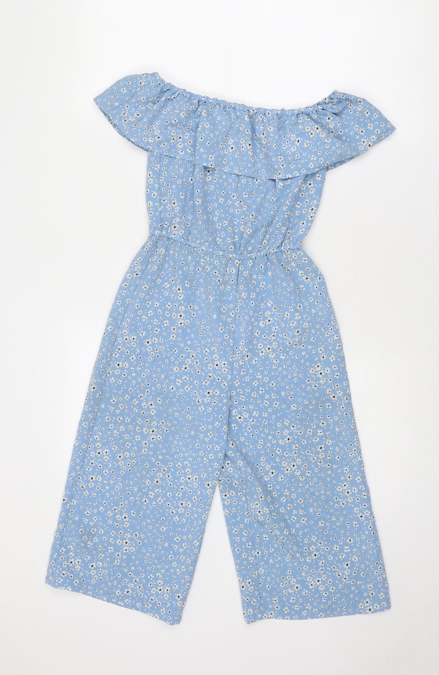 New Look Girls Blue Floral Polyester Jumpsuit One-Piece Size 9 Years Pullover