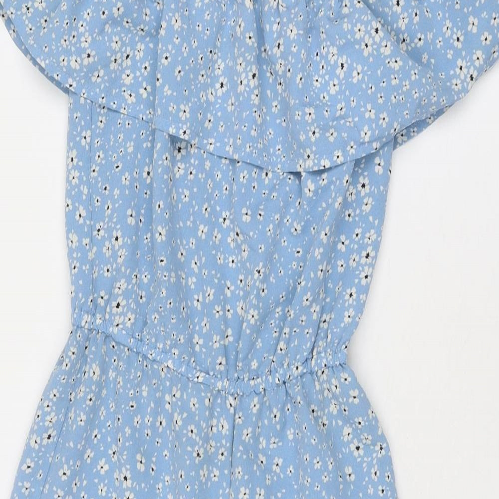New Look Girls Blue Floral Polyester Jumpsuit One-Piece Size 9 Years Pullover
