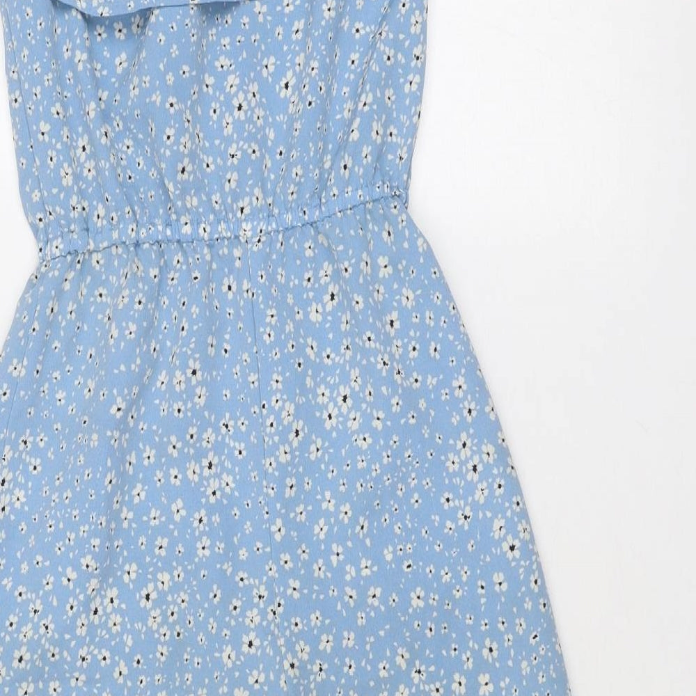 New Look Girls Blue Floral Polyester Jumpsuit One-Piece Size 9 Years Pullover