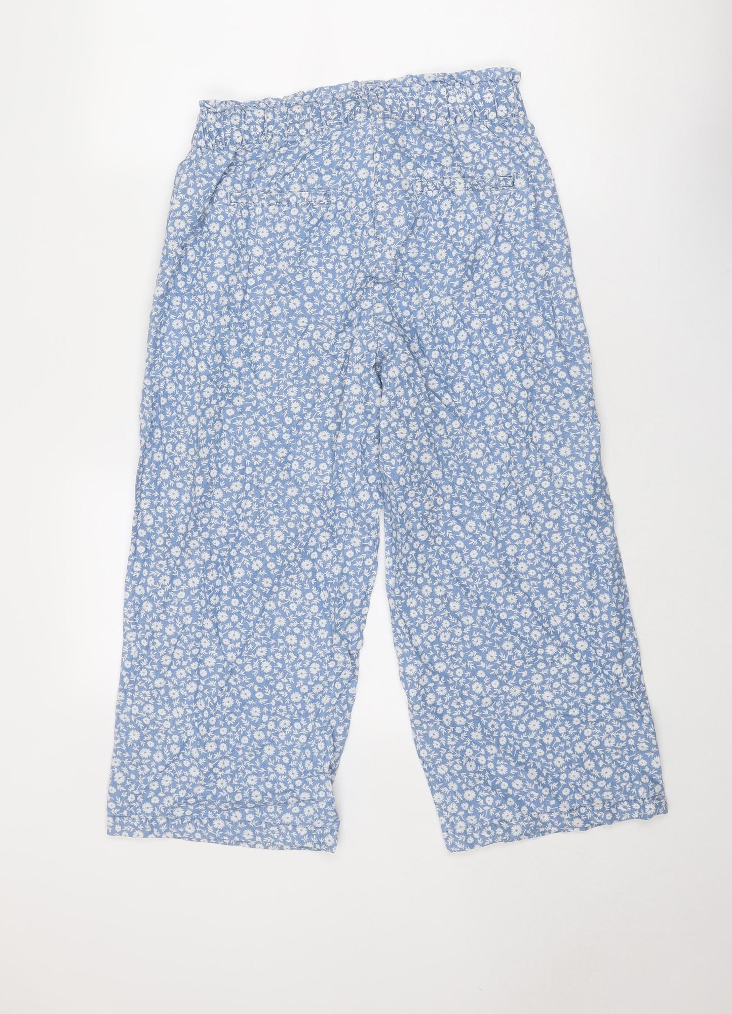 NEXT Womens Blue Floral Lyocell Trousers Size 10 Regular Zip