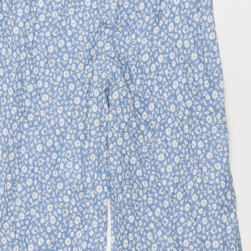 NEXT Womens Blue Floral Lyocell Trousers Size 10 Regular Zip