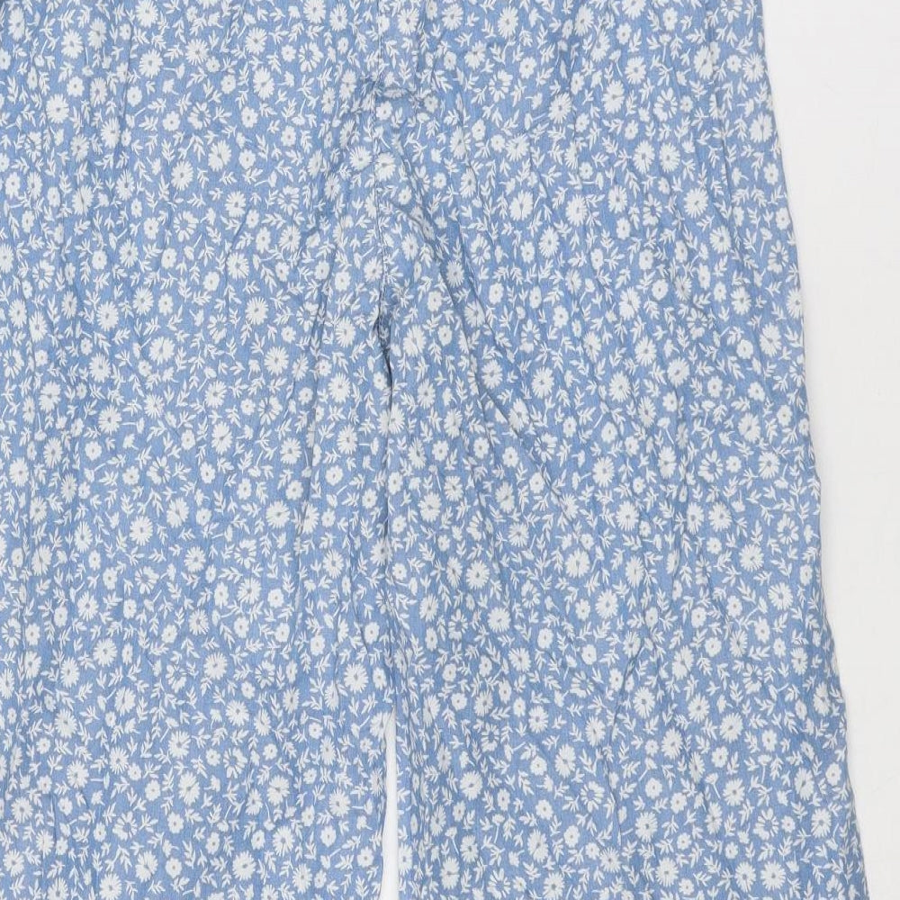 NEXT Womens Blue Floral Lyocell Trousers Size 10 Regular Zip