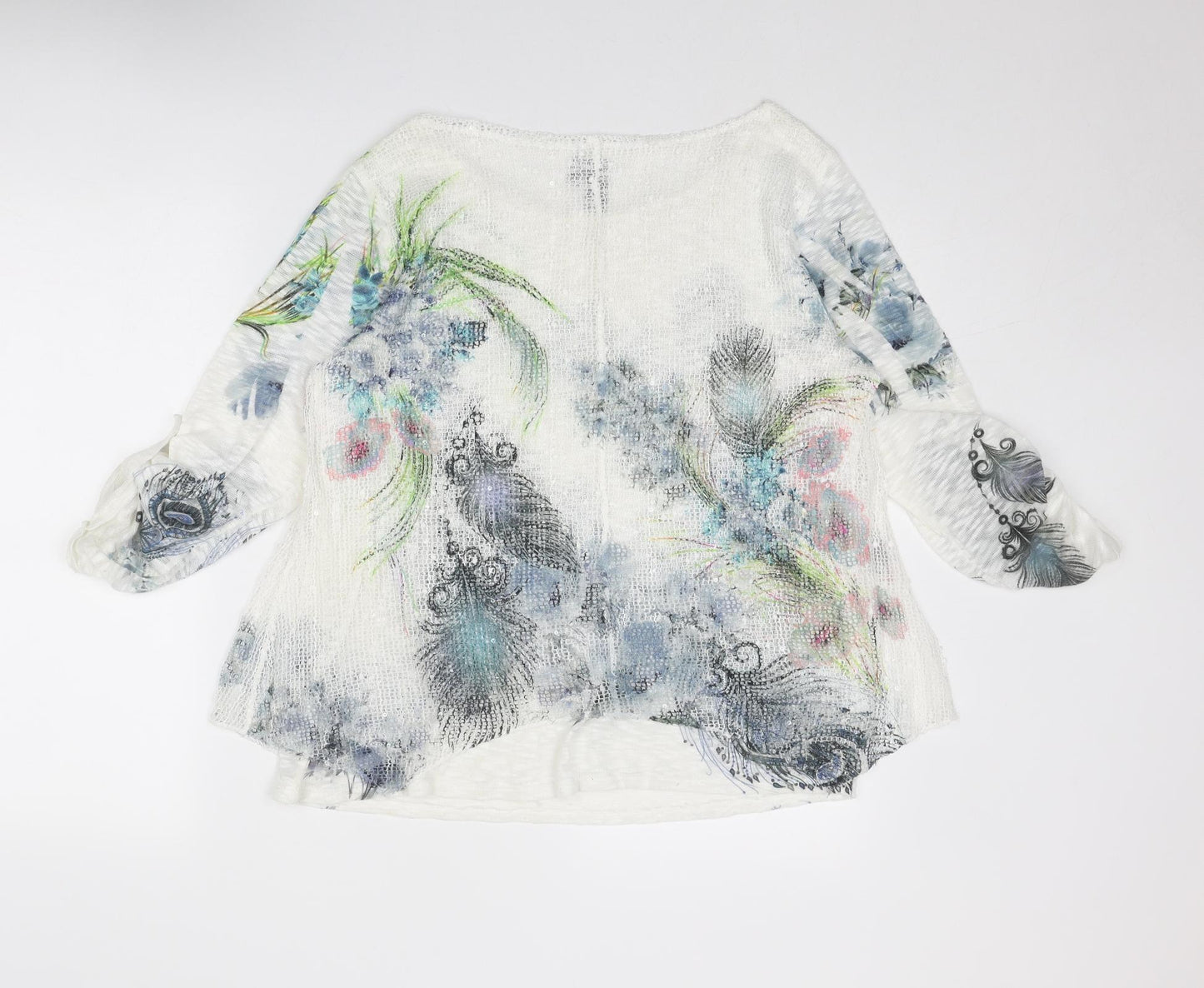 Izabel London Womens White Geometric Polyester Basic Blouse Size 10 Boat Neck - Size 10-12