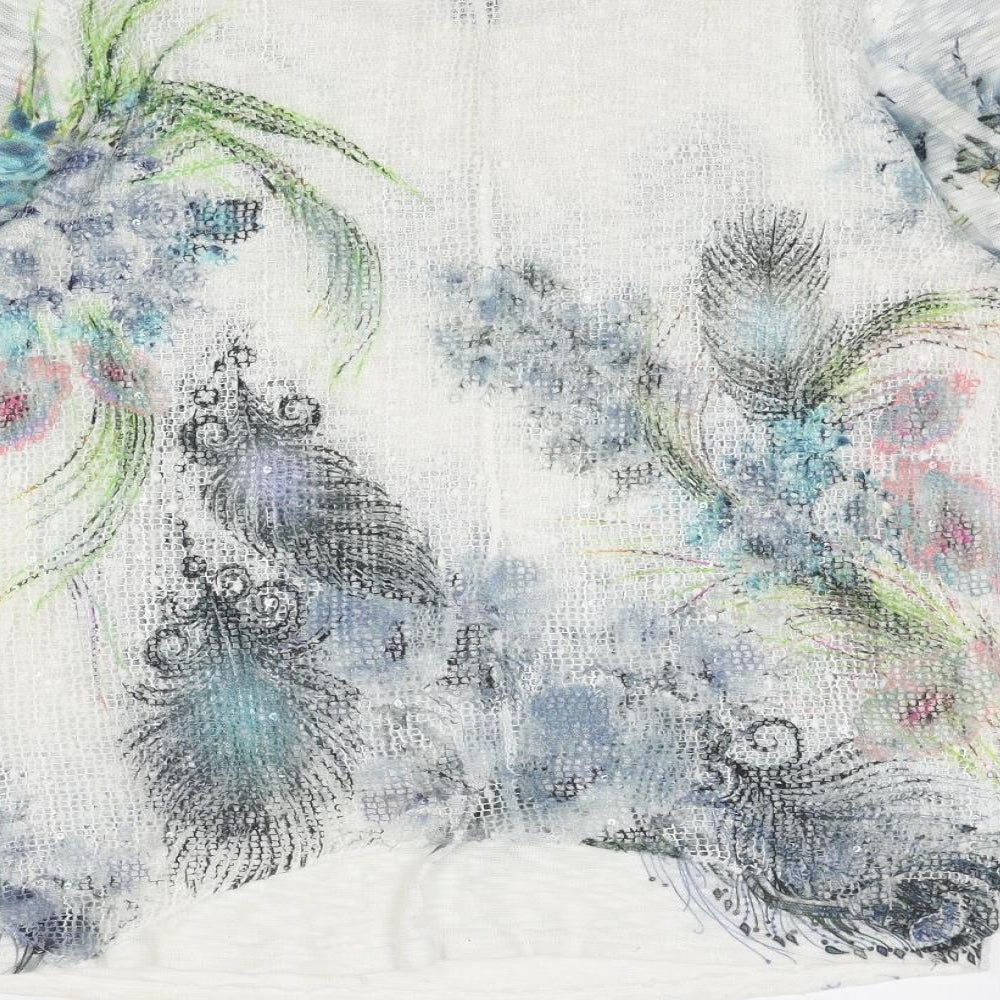 Izabel London Womens White Geometric Polyester Basic Blouse Size 10 Boat Neck - Size 10-12