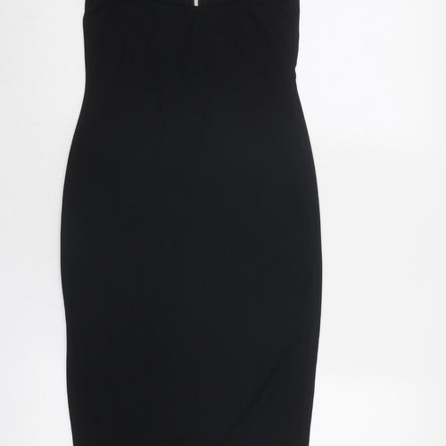 New Look Womens Black Polyester Bodycon Size 12 Round Neck Zip