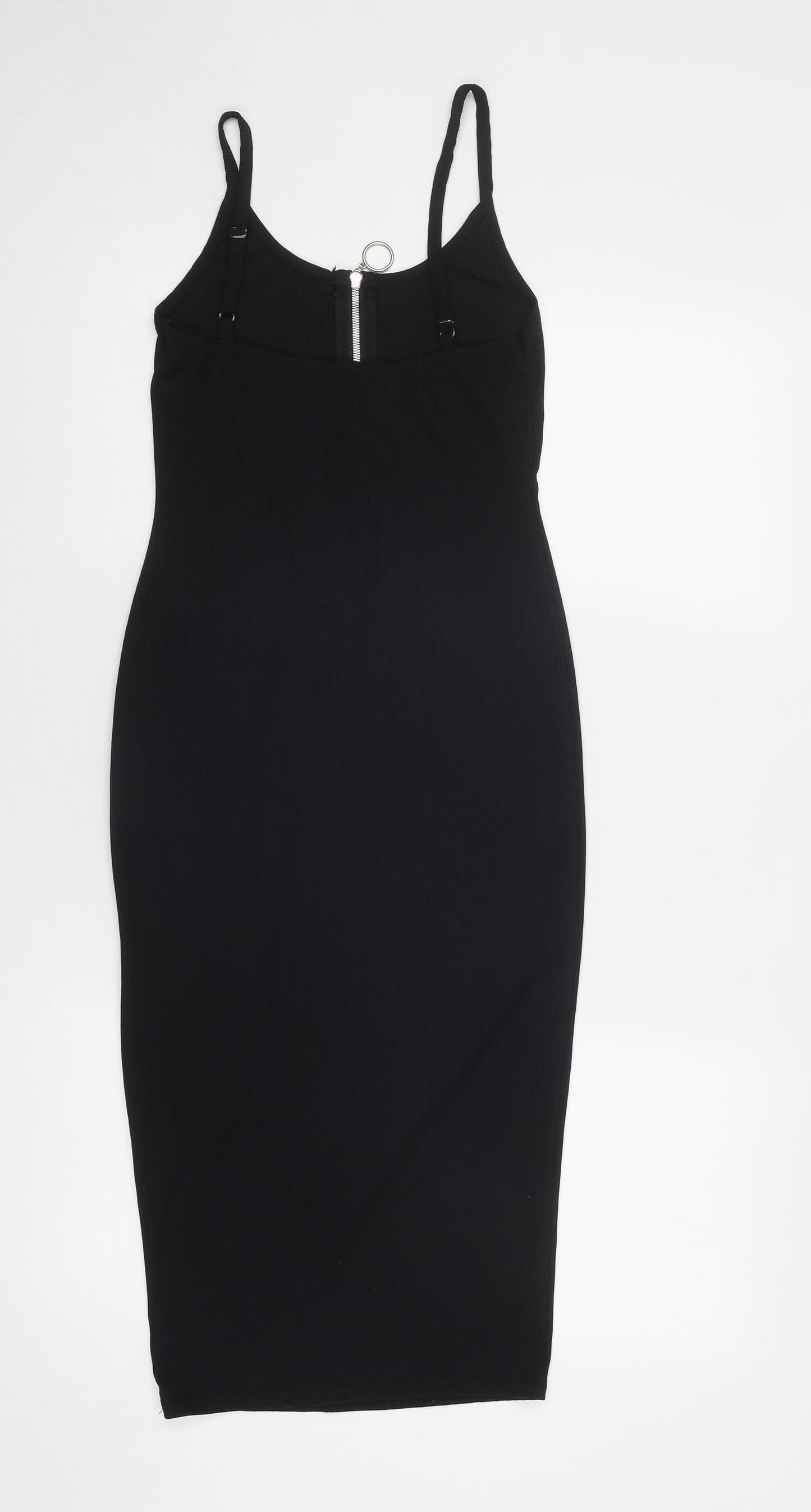 New Look Womens Black Polyester Bodycon Size 12 Round Neck Zip