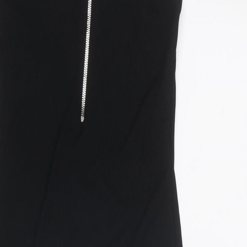 New Look Womens Black Polyester Bodycon Size 12 Round Neck Zip