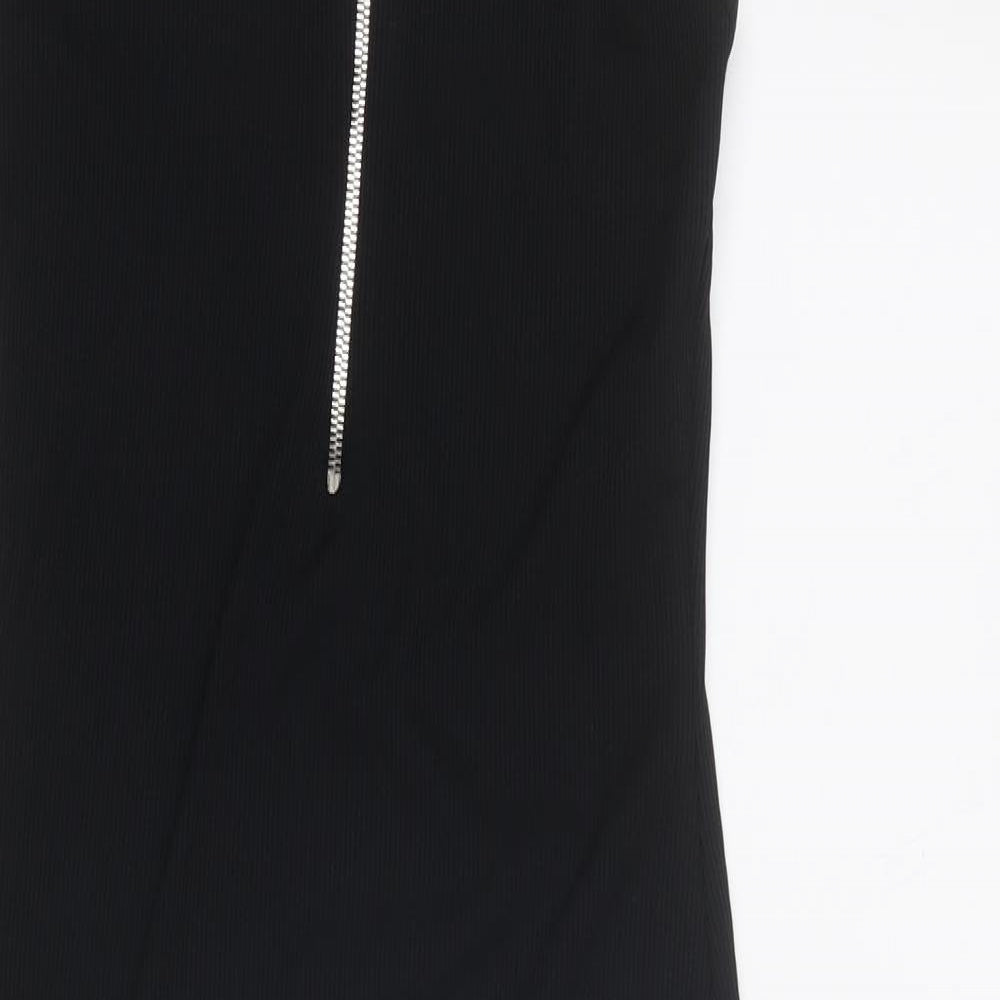 New Look Womens Black Polyester Bodycon Size 12 Round Neck Zip