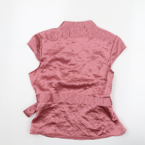 BAY Womens Pink Polyester Wrap Blouse Size 16 V-Neck