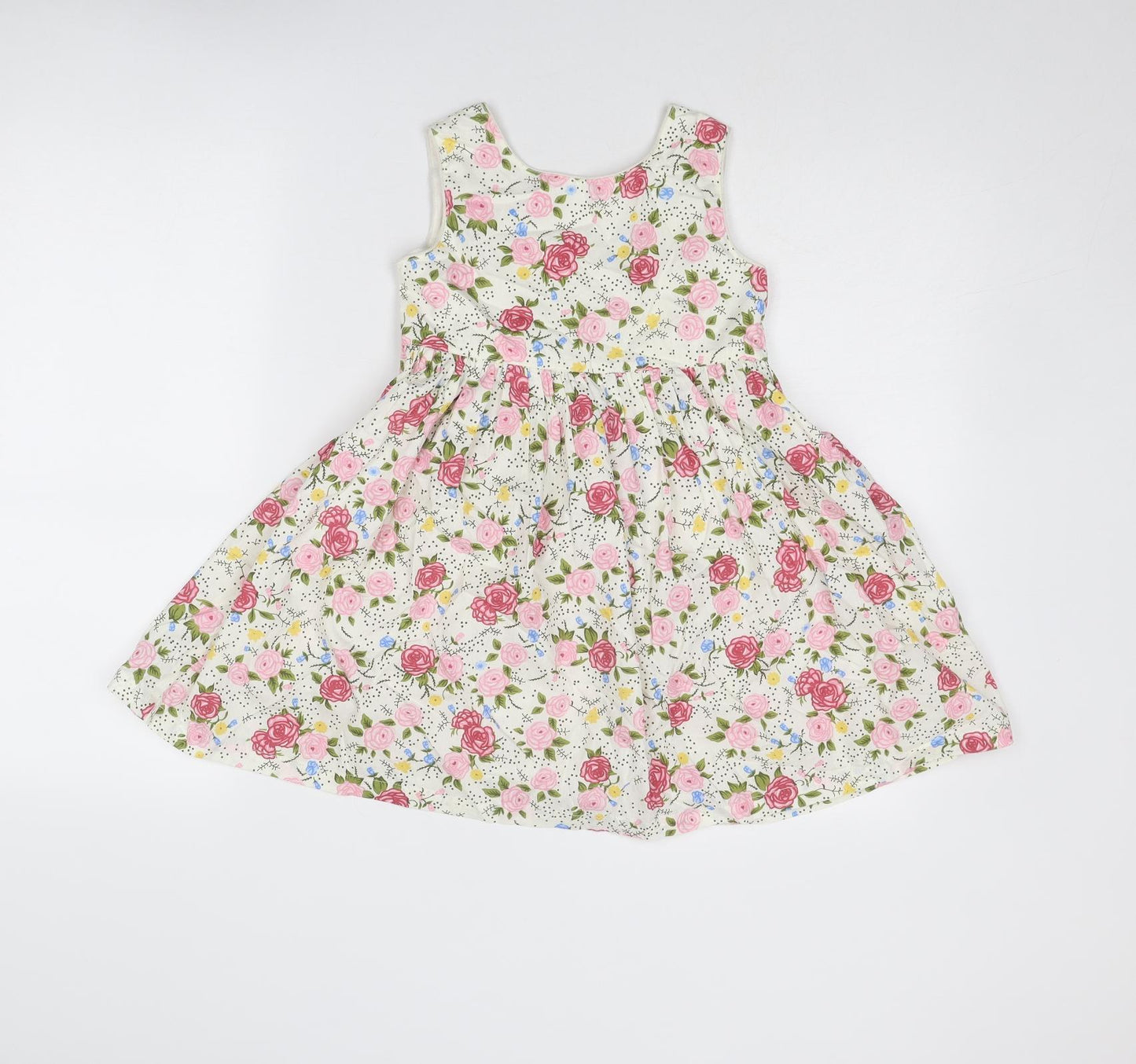 Little Alice Girls Multicoloured Floral Cotton A-Line Size 6 Years Round Neck Button