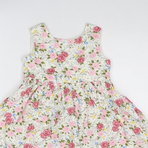 Little Alice Girls Multicoloured Floral Cotton A-Line Size 6 Years Round Neck Button