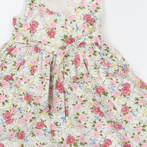 Little Alice Girls Multicoloured Floral Cotton A-Line Size 6 Years Round Neck Button