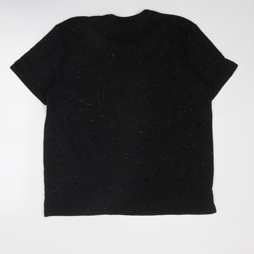 Partytime Womens Black Geometric Polyester Basic T-Shirt Size 20 Round Neck - Size 20-22