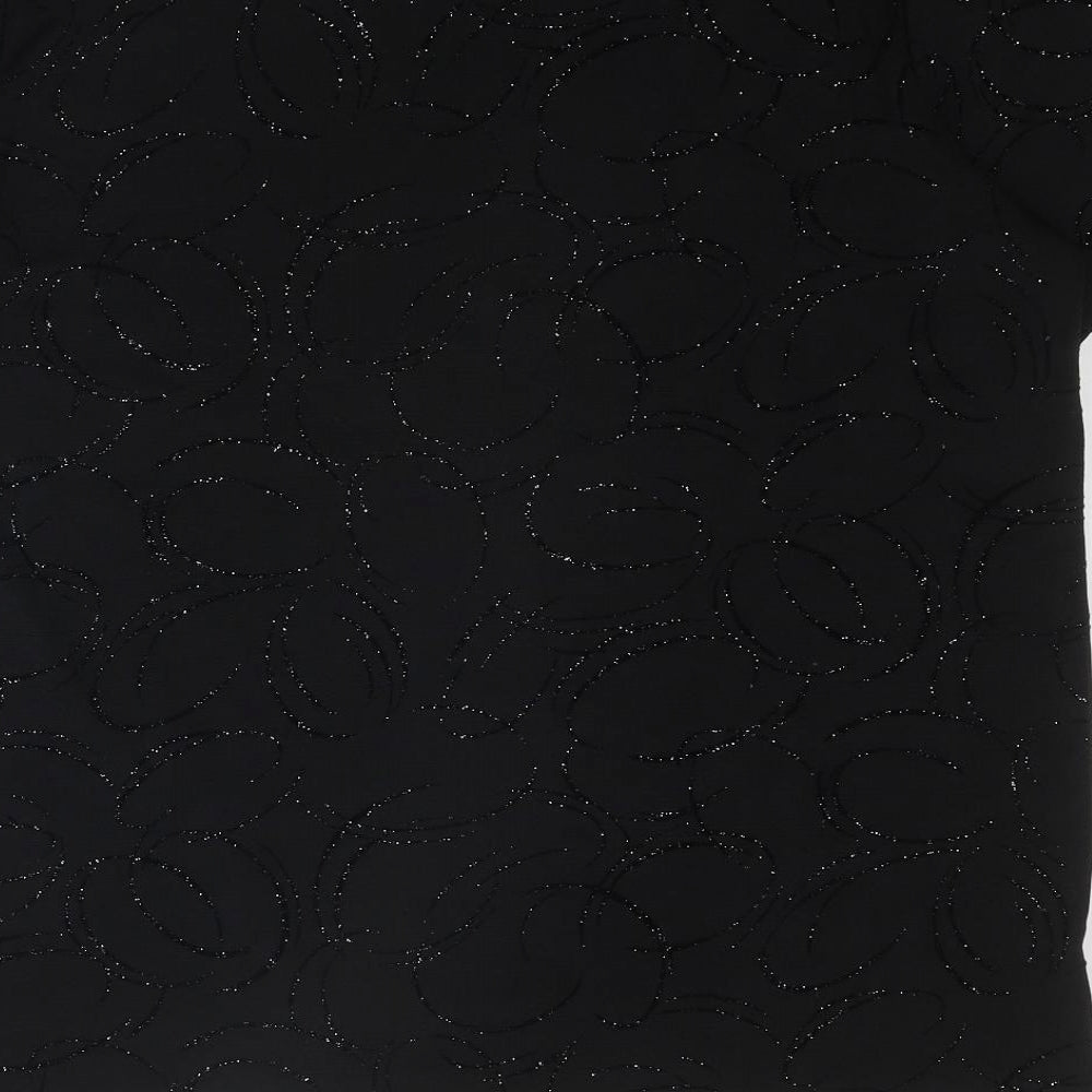 Partytime Womens Black Geometric Polyester Basic T-Shirt Size 20 Round Neck - Size 20-22