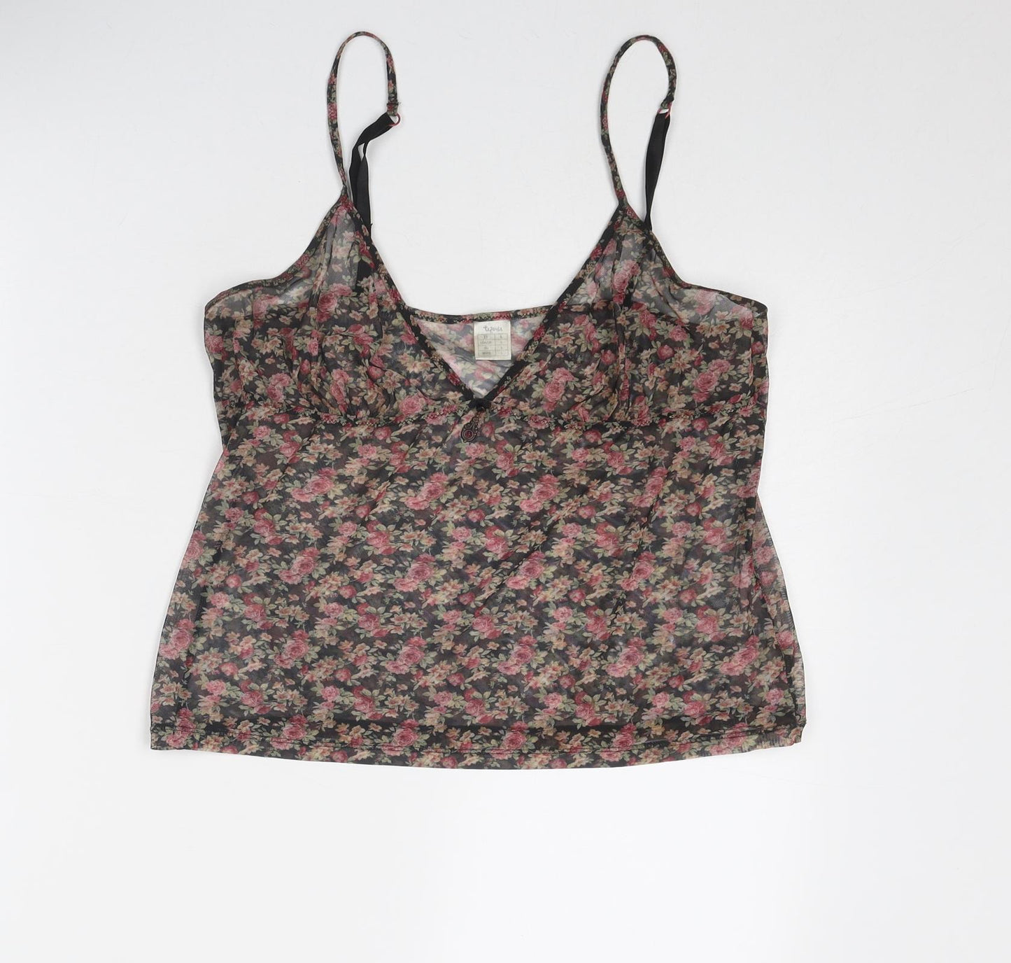 Tezenis Womens Multicoloured Floral Polyester Cropped Tank Size L V-Neck