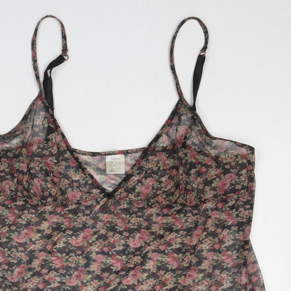 Tezenis Womens Multicoloured Floral Polyester Cropped Tank Size L V-Neck