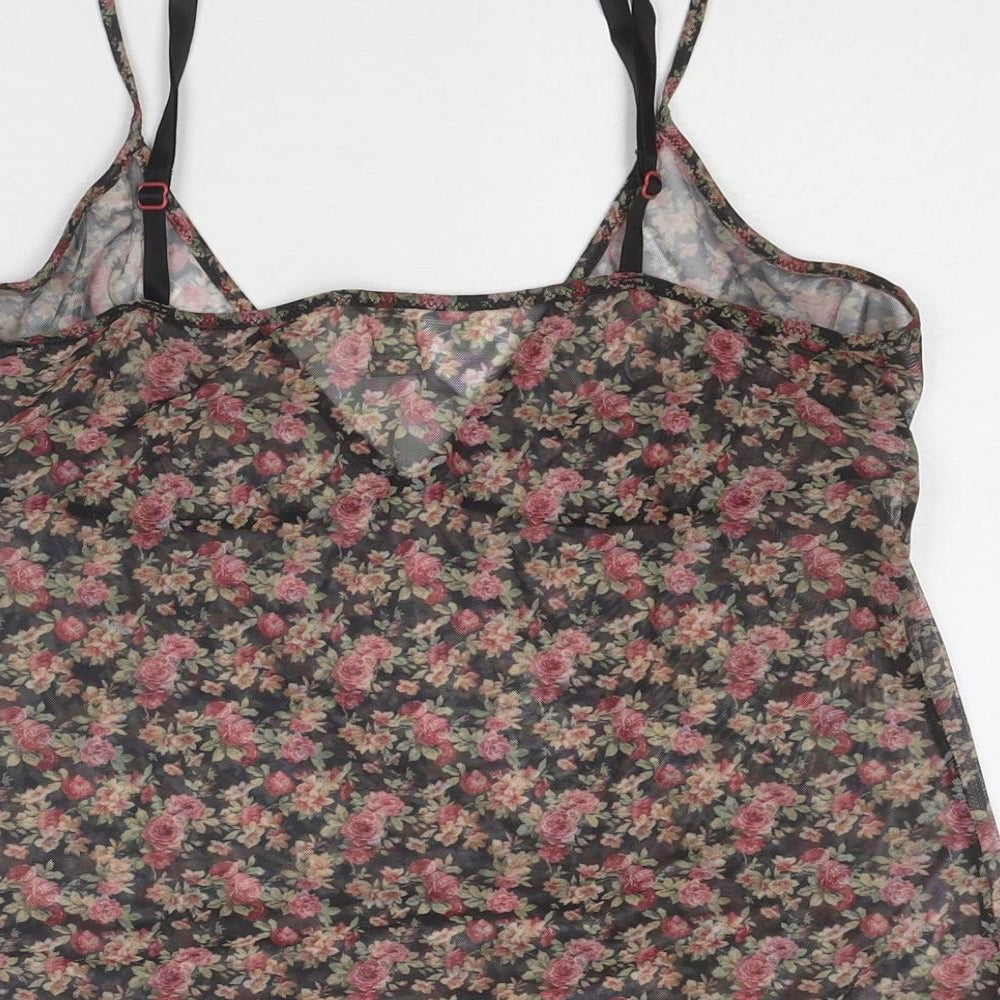 Tezenis Womens Multicoloured Floral Polyester Cropped Tank Size L V-Neck