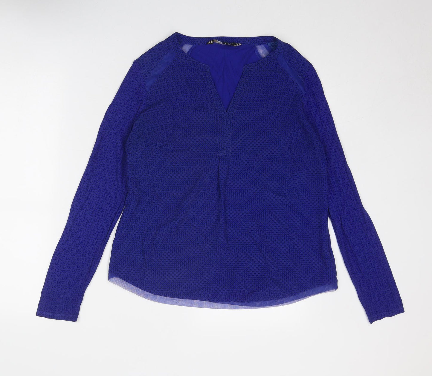 Principles Womens Blue Polyester Basic Blouse Size 14 V-Neck