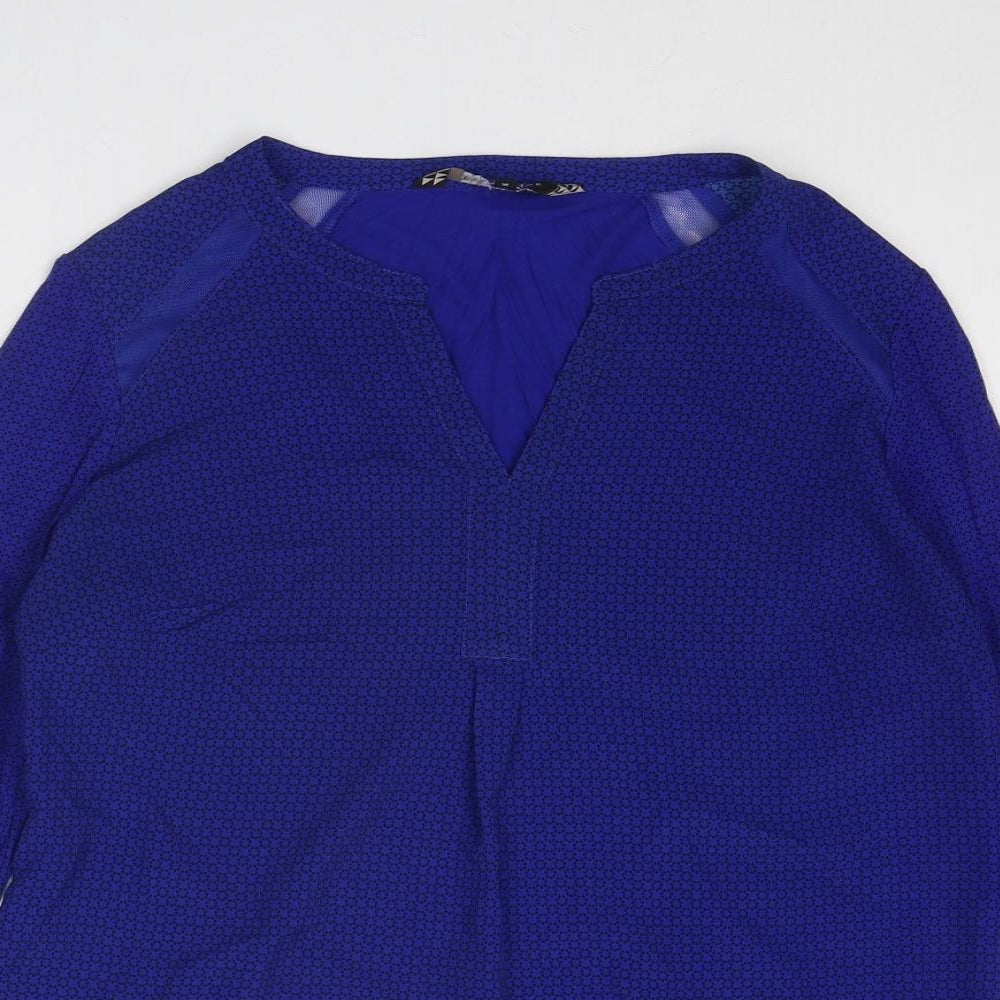Principles Womens Blue Polyester Basic Blouse Size 14 V-Neck