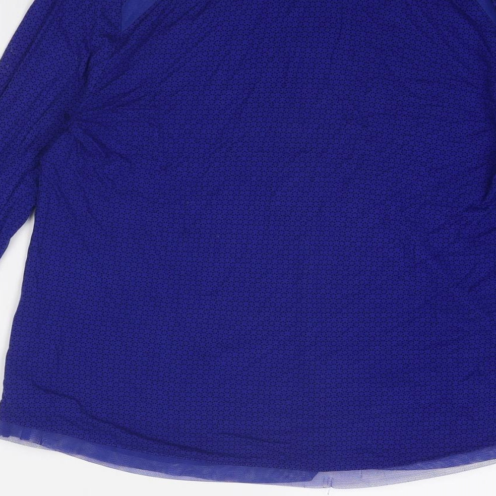 Principles Womens Blue Polyester Basic Blouse Size 14 V-Neck