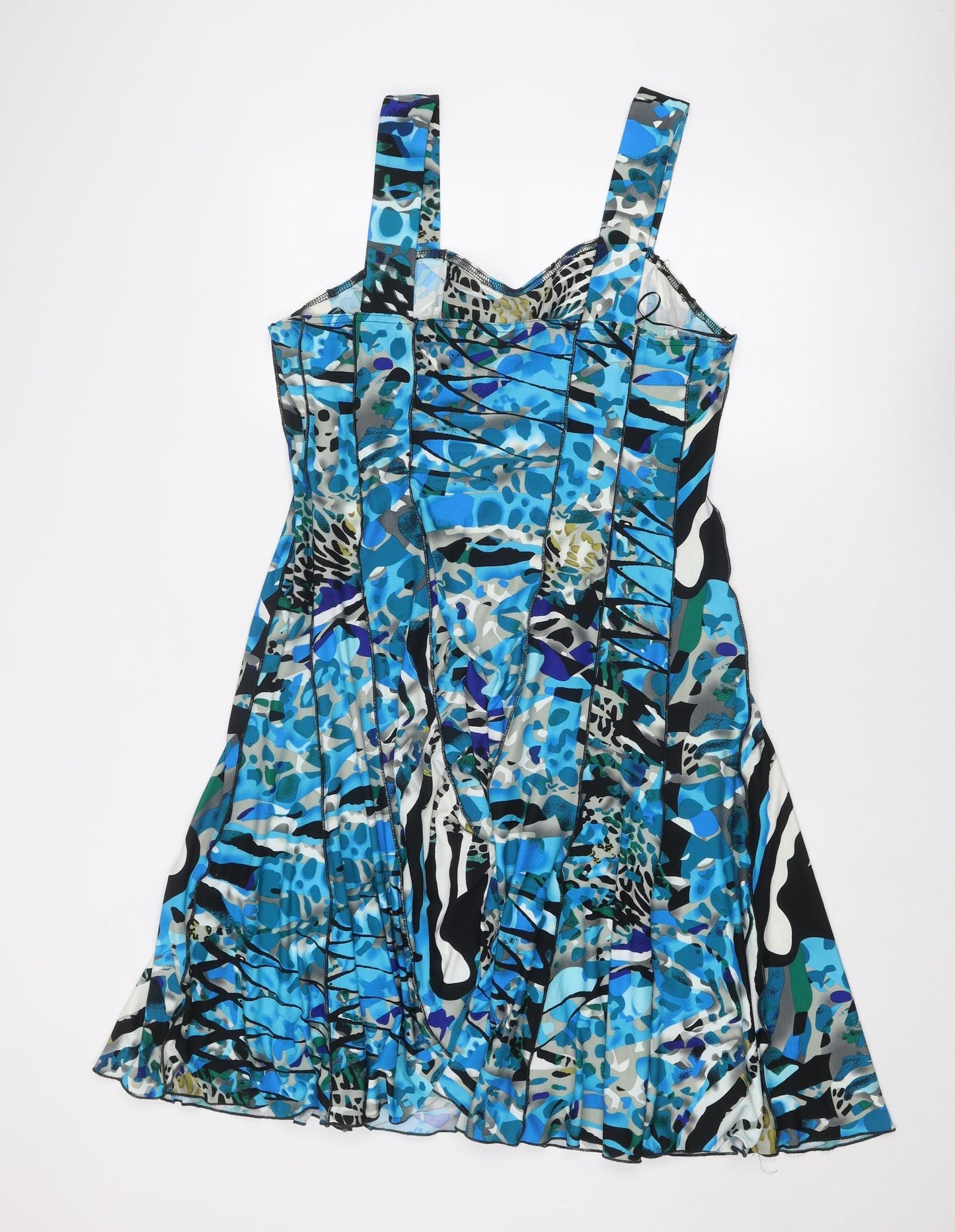 Roman Womens Blue Geometric Polyester Slip Dress Size 16 Sweetheart Pullover