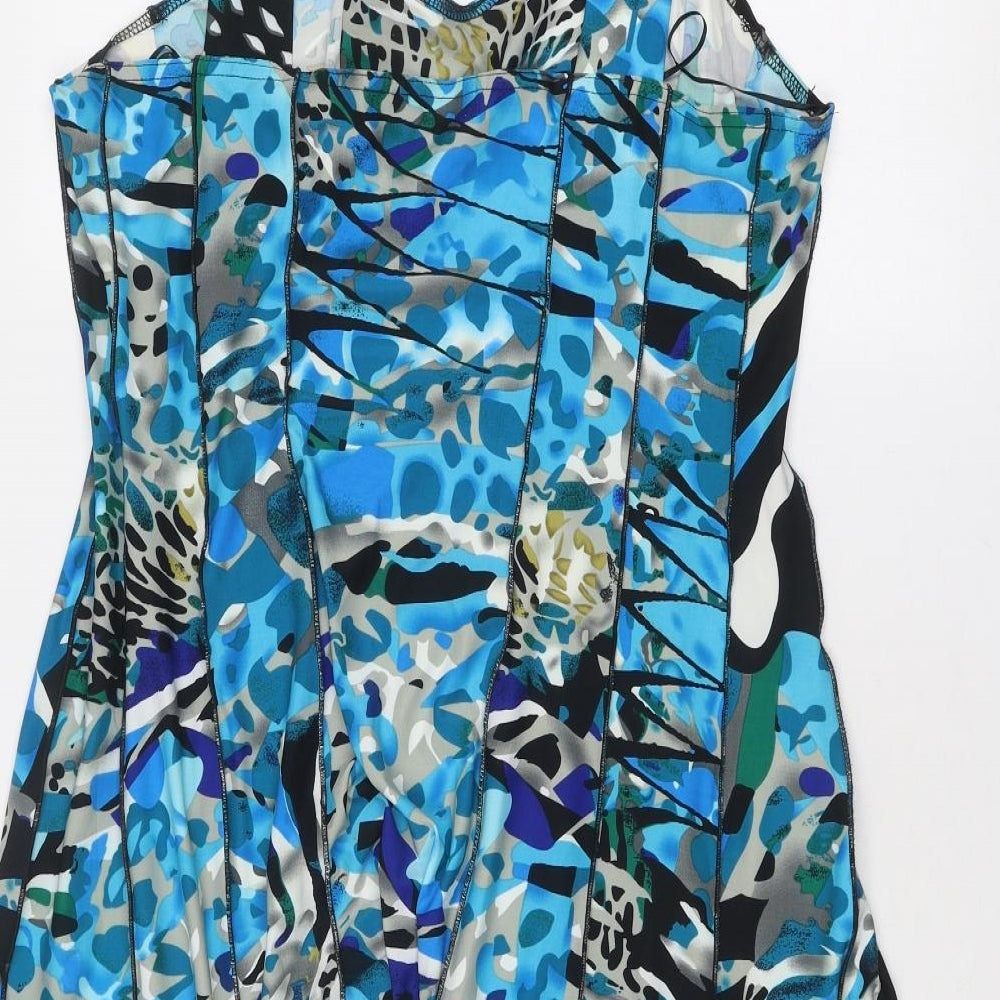 Roman Womens Blue Geometric Polyester Slip Dress Size 16 Sweetheart Pullover