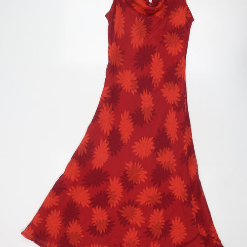Monsoon Womens Multicoloured Floral Silk Slip Dress Size 10 Cowl Neck Pullover