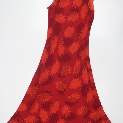Monsoon Womens Multicoloured Floral Silk Slip Dress Size 10 Cowl Neck Pullover