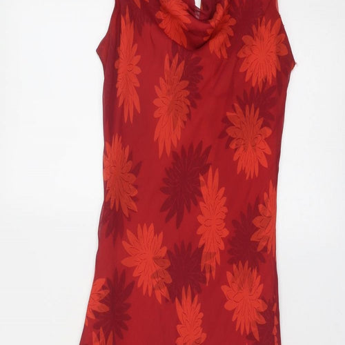 Monsoon Womens Multicoloured Floral Silk Slip Dress Size 10 Cowl Neck Pullover