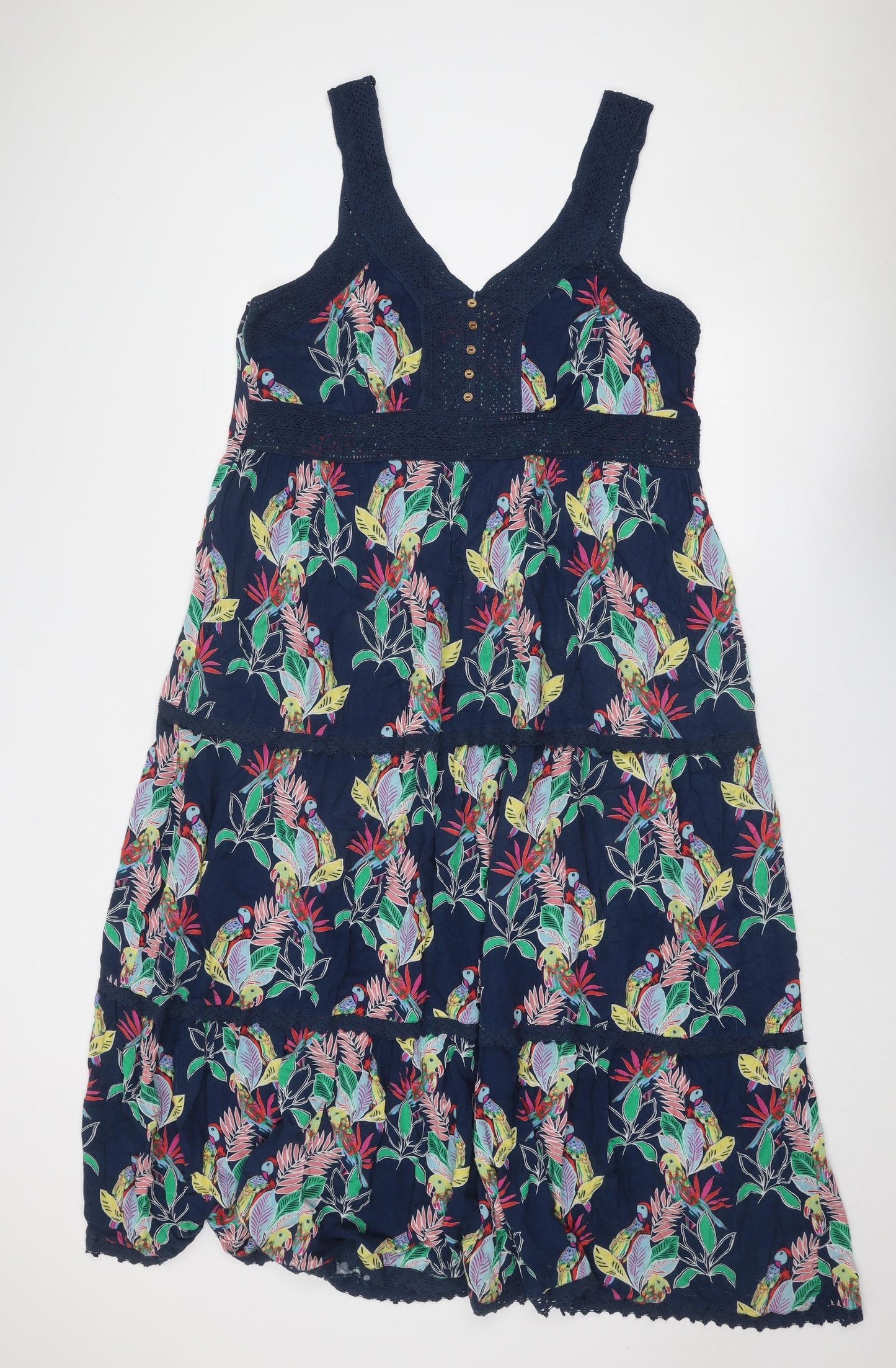 MANTARAY PRODUCTS Womens Blue Geometric Viscose Tank Dress Size 20 V-Neck Pullover