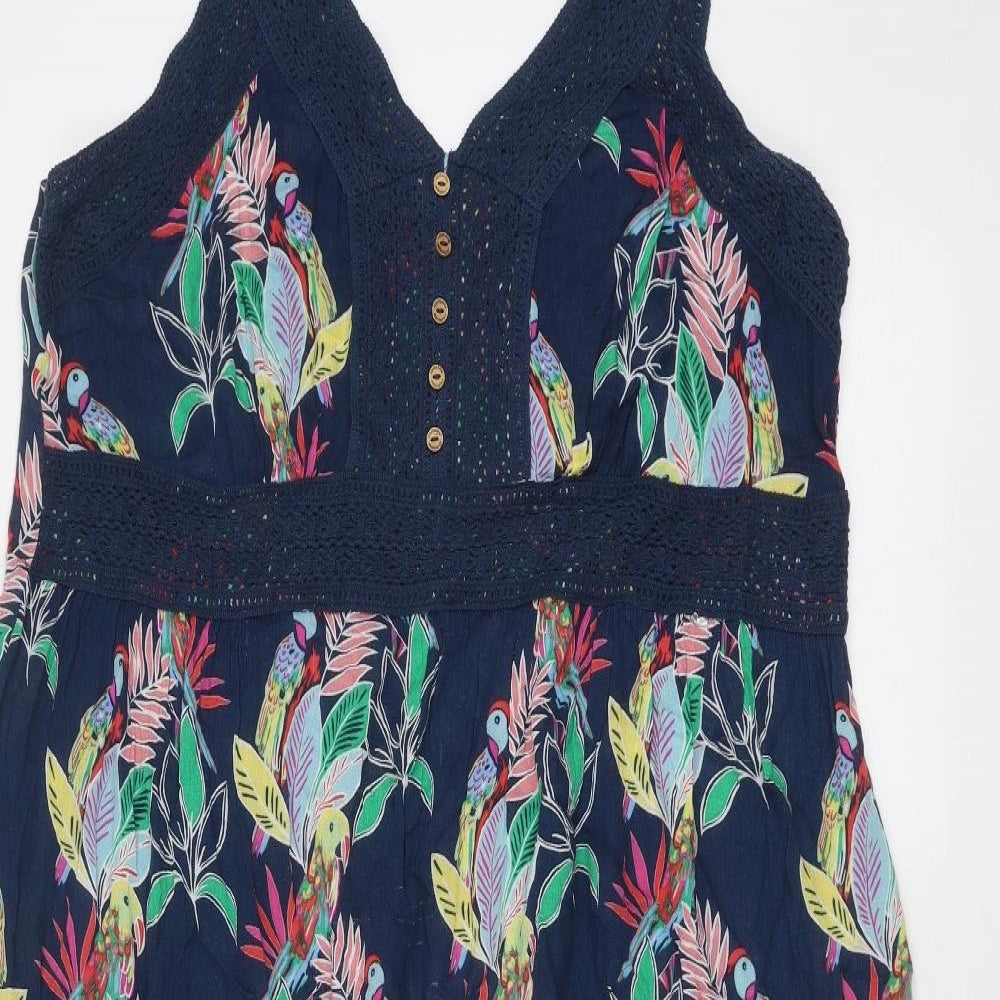 MANTARAY PRODUCTS Womens Blue Geometric Viscose Tank Dress Size 20 V-Neck Pullover