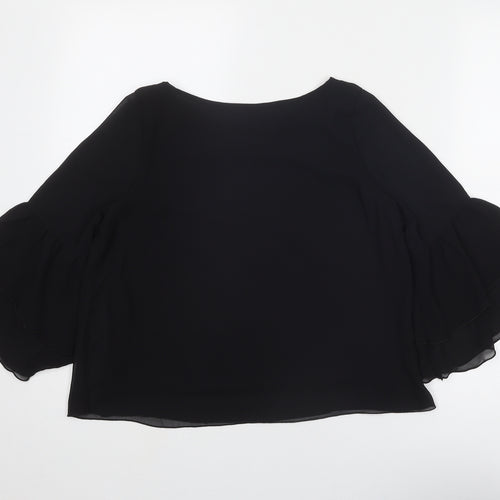 H&M Girls Black Polyester Basic Blouse Size 13 Years Round Neck Pullover