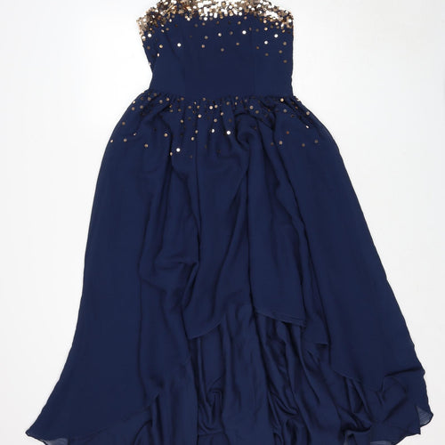 Monsoon Girls Blue Polyester Ball Gown Size 13 Years Square Neck Zip